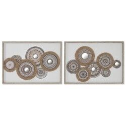 Tela Home ESPRIT Bianco Naturale Boho 70 x 3 x 50 cm (2 Unità)