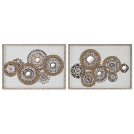 Tela Home ESPRIT Bianco Naturale Boho 70 x 3 x 50 cm (2 Unità)