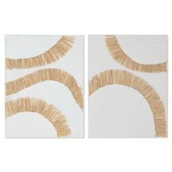 Tela Home ESPRIT Bianco Naturale Boho 60 x 3 x 80 cm (2 Unità)