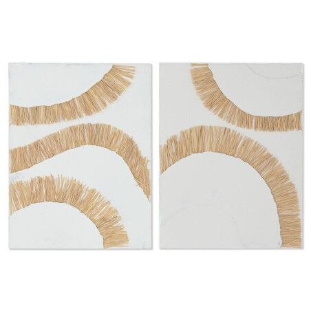 Tela Home ESPRIT Bianco Naturale Boho 60 x 3 x 80 cm (2 Unità)