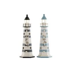 Decorazione luminosa Home ESPRIT Legno Marinaio Faro 14 x 14 x 40 cm (2 Unità)