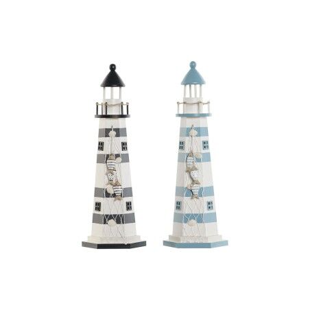Decorazione luminosa Home ESPRIT Legno Marinaio Faro 14 x 14 x 40 cm (2 Unità)