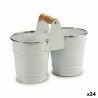 Vaso Ibergarden D60088-D Bianco Argentato Legno Zinco Doppia 20 x 15 x 10,2 cm (24 Unità)