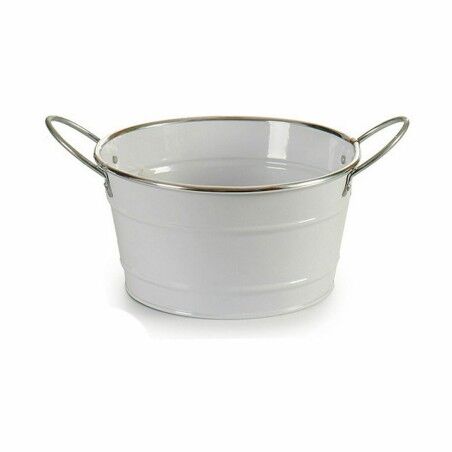 Vaso Ibergarden F60326-D Bianco Argentato Zinco Secchio 27,5 x 10,5 x 20 cm (24 Unità)