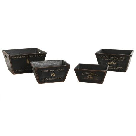 Scatole per conservare Home ESPRIT Nero Legno di abete 34 x 26 x 18 cm 4 Pezzi