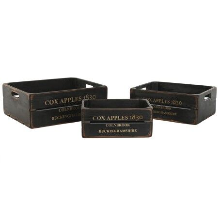 Scatole per conservare Home ESPRIT Cox Apples 1830 Nero Legno di abete 40 x 30 x 15 cm 3 Pezzi