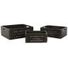 Scatole per conservare Home ESPRIT Cox Apples 1830 Nero Legno di abete 40 x 30 x 15 cm 3 Pezzi