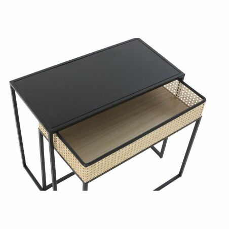 Tavolino da Caffè DKD Home Decor Nero Naturale 60 x 30 x 50 cm