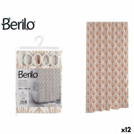 Tenda da Doccia Berilo Art Nouveau Bianco Bronce Plastica 180 x 180 x 0,008 cm (12 Unità)