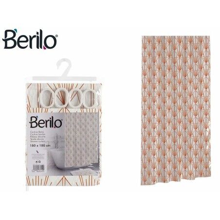 Tenda da Doccia Berilo Art Nouveau Bianco Bronce Plastica 180 x 180 x 0,008 cm (12 Unità)