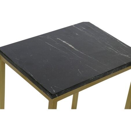 Set di 3 tavoli DKD Home Decor Nero Dorato 50 x 35 x 60 cm