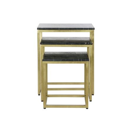 Set di 3 tavoli DKD Home Decor Nero Dorato 50 x 35 x 60 cm