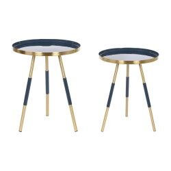 Set di 2 tavoli Home ESPRIT Azzurro Dorato 41 x 41 x 51 cm