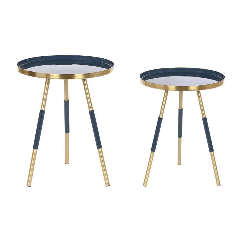 Set di 2 tavoli Home ESPRIT Azzurro Dorato 41 x 41 x 51 cm