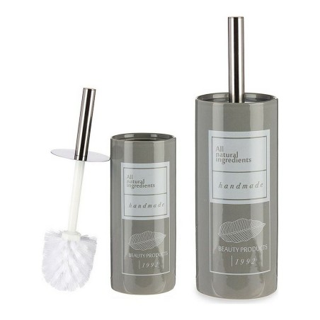 Scopino per il Bagno Berilo Natural Bianco Grigio Argentato Ceramica 9,6 x 32 x 9,6 cm
