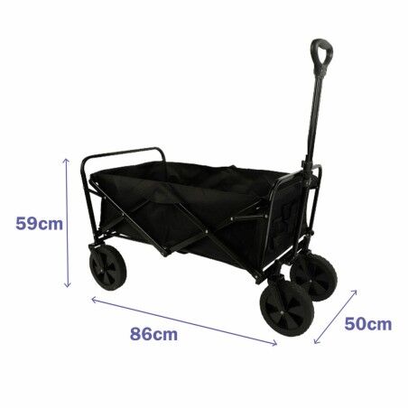 Marbueno Carrello Multiuso Pieghevole Acciaio 150 KG Nero Giardino, Spiaggia 86X50X59 cm