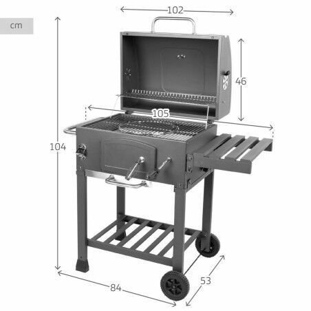 Barbecue a Carbone con Coperchio e Ruote Aktive 102 x 65 x 104 cm