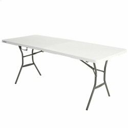 Tavolo Pieghevole Lifetime Bianco Rettangolare Acciaio Plastica 185 x 76 x 74 cm