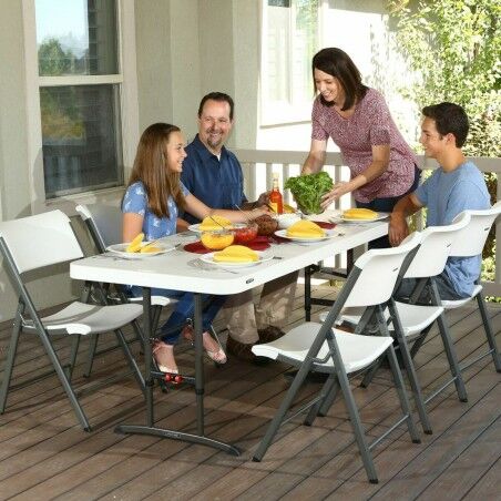 Tavolo Pieghevole Lifetime Bianco Rettangolare Acciaio Plastica 183 x 76 cm