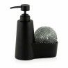 Dispenser di Sapone 2 in 1 per Lavandino Andrea House CC70059 Plastica Poliresina 14,5 x 7 x 18,5 cm Spugna Nero opaco