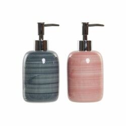 Dispenser di Sapone DKD Home Decor Azzurro Rosa PVC Gres Scandinavo 8 x 8 x 16 cm (2 Unità)