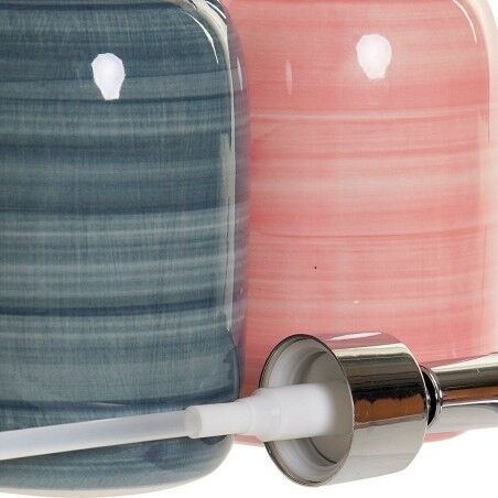 Dispenser di Sapone DKD Home Decor Azzurro Rosa PVC Gres Scandinavo 8 x 8 x 16 cm (2 Unità)