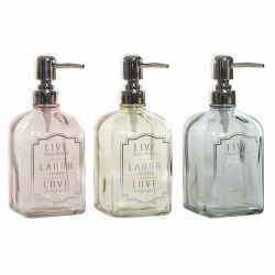 Dispenser di Sapone DKD Home Decor Grigio Rosa Dorato Argentato Cristallo Plastica Moderno 450 ml 7,5 x 7,5 x 19 cm (3 Unità)