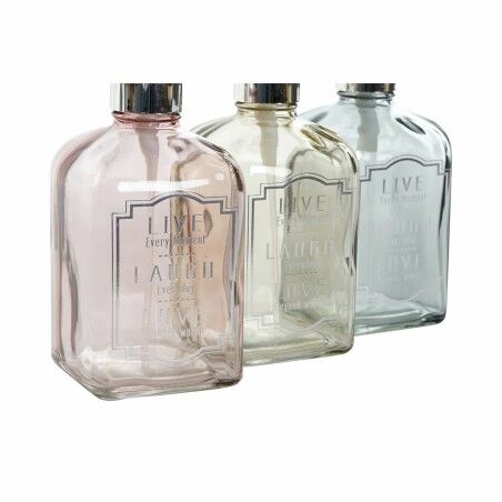 Dispenser di Sapone DKD Home Decor Grigio Rosa Dorato Argentato Cristallo Plastica Moderno 450 ml 7,5 x 7,5 x 19 cm (3 Unità)