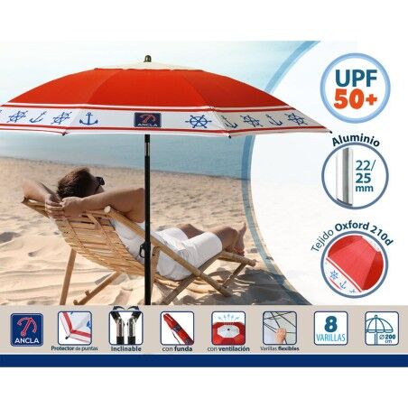 Ombrellone Rosso Ø 200 cm SPF50+ Ancora