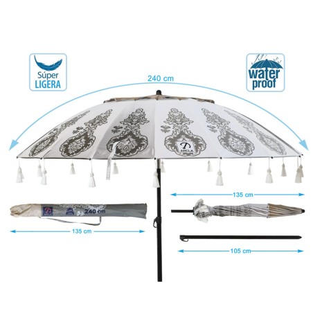 Ombrellone Bianco Ø 240 cm SPF50+ Boho