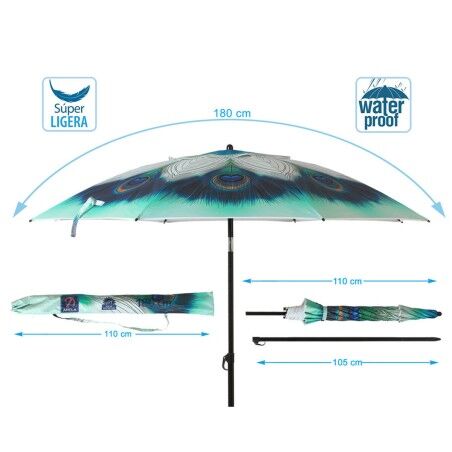 Ombrellone Verde Ø 180 cm SPF50+ Pavone