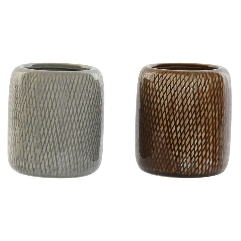 Bicchiere Home ESPRIT Marrone Grigio Gres 8,5 x 8,5 x 10 cm (2 Unità) Bicchiere Home ESPRIT Marrone Grigio Gres 8,5 x 8,5 x 10 cm (2 Unità)