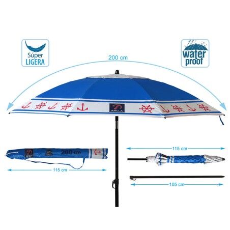 Ombrellone Azzurro Ø 200 cm SPF50+ Ancora