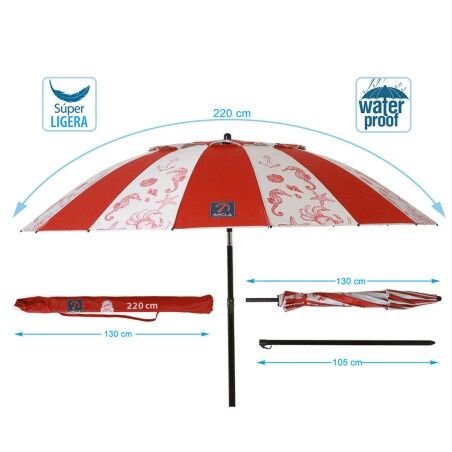 Ombrellone Ø 220 cm SPF50+ Marino