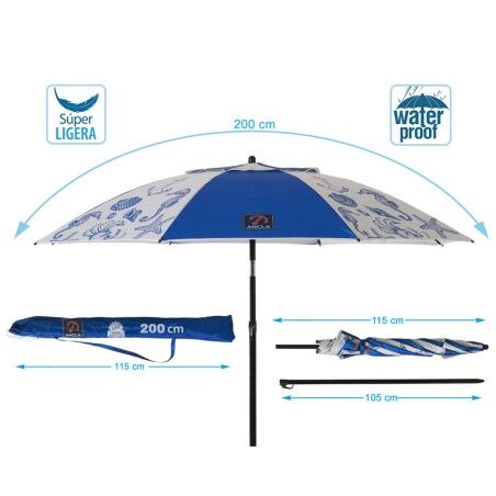 Ombrellone Azzurro Ø 200 cm SPF50+ Marino