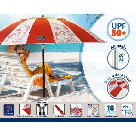 Ombrellone Rosso Ø 220 cm SPF50+ Marino