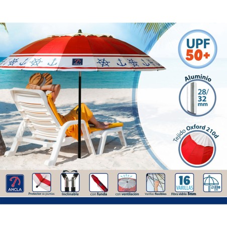 Ombrellone Rosso Ø 220 cm SPF50+ Ancora