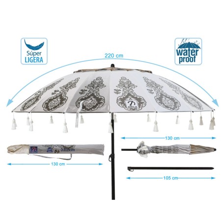 Ombrellone Bianco Ø 220 cm SPF50+ Boho