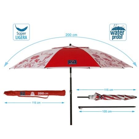 Ombrellone Rosso Ø 200 cm SPF50+ Marino