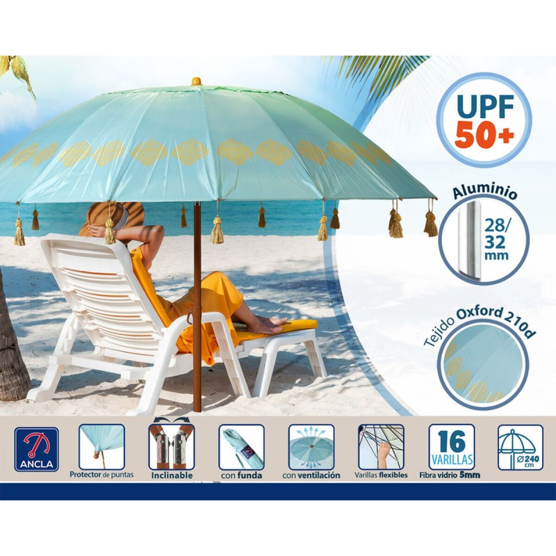 Ombrellone Azzurro Ø 240 cm SPF50+