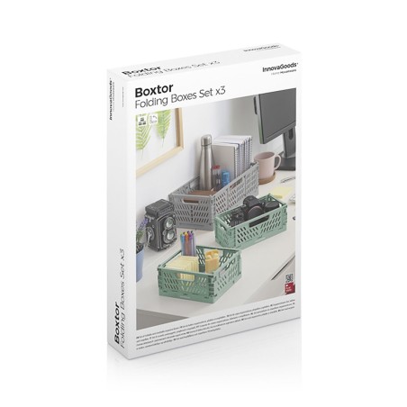 Set di 3 Scatole per Organizzazione Pieghevoli e Impilabili Boxtor InnovaGoods