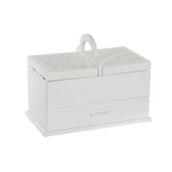 Scatola-Portagioie DKD Home Decor 16 x 17 x 28 cm Bianco Rosa chiaro Legno MDF