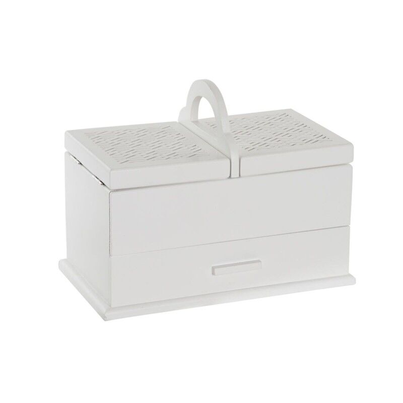 Scatola-Portagioie DKD Home Decor 16 x 17 x 28 cm Bianco Rosa chiaro Legno MDF Scatola-Portagioie DKD Home Decor 16 x 17 x 28 cm Bianco Rosa chiaro Legno MDF