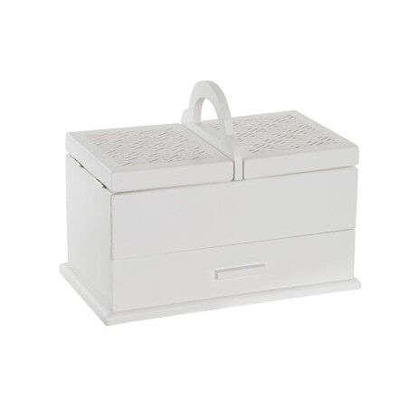 Scatola-Portagioie DKD Home Decor 16 x 17 x 28 cm Bianco Rosa chiaro Legno MDF
