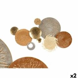 Decorazione da Parete 23SMA0041 Marrone Grigio Metallo Carta Fibra naturale 90,2 x 5,7 x 47 cm (2 Unità)