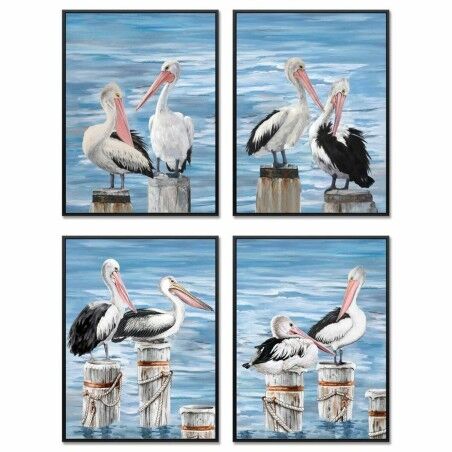 Quadro DKD Home Decor Uccello Mediterraneo (53 x 3,5 x 73 cm) (4 Unità)