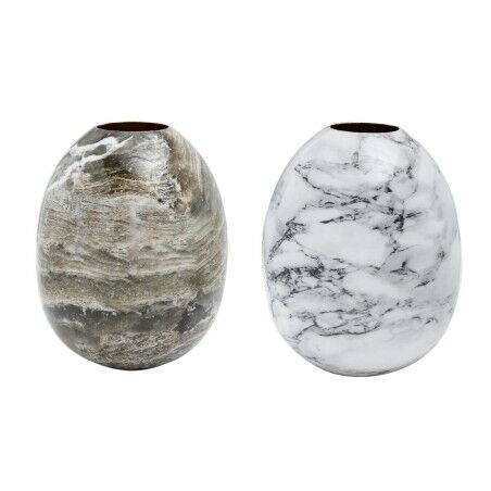 Vaso DKD Home Decor Metallo Marrone Bianco Marmo Moderno (13 x 13 x 16 cm) (2 Unità)