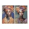 Tela Home ESPRIT Dorato polistirene Tela Coloniale Africana 82 x 3,5 x 122 cm (2 Unità)