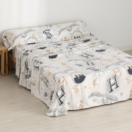 Set di Lenzuola Harry Potter Beige Multicolore Singolo