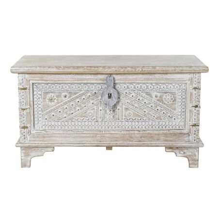 Forziere DKD Home Decor 88 x 40 x 45 cm Bianco Ottone Legno di mango